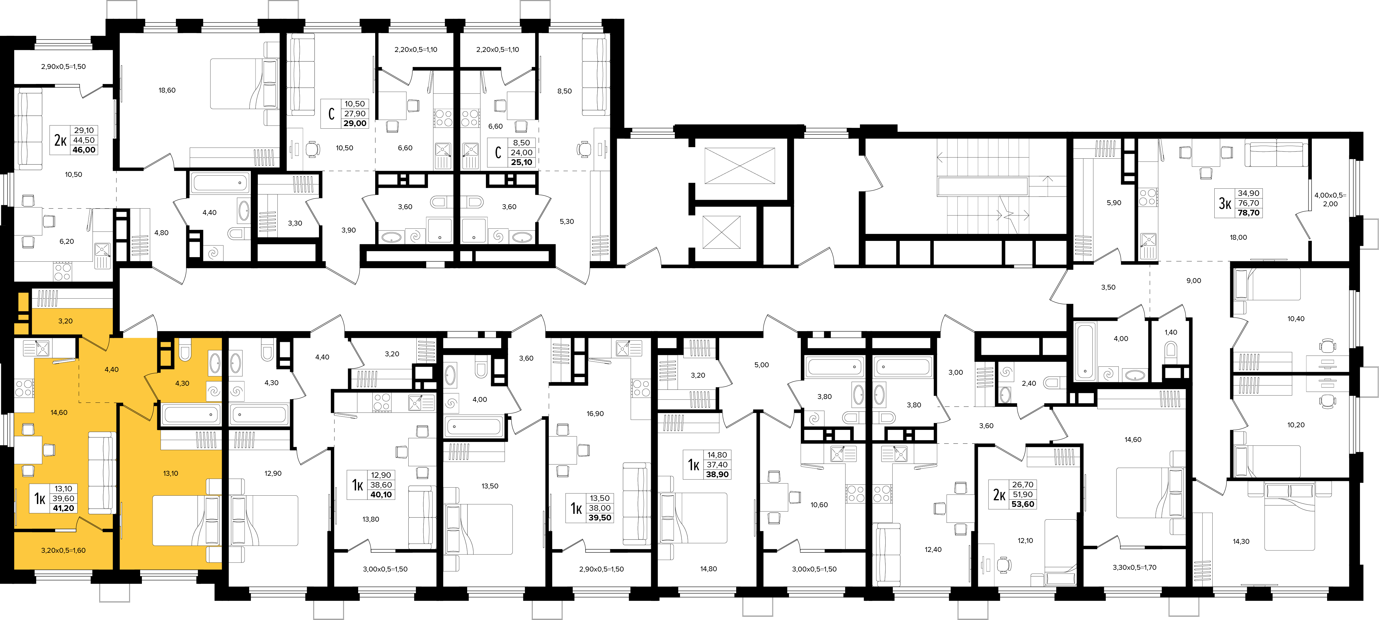 План этажа корпуса Литер 2