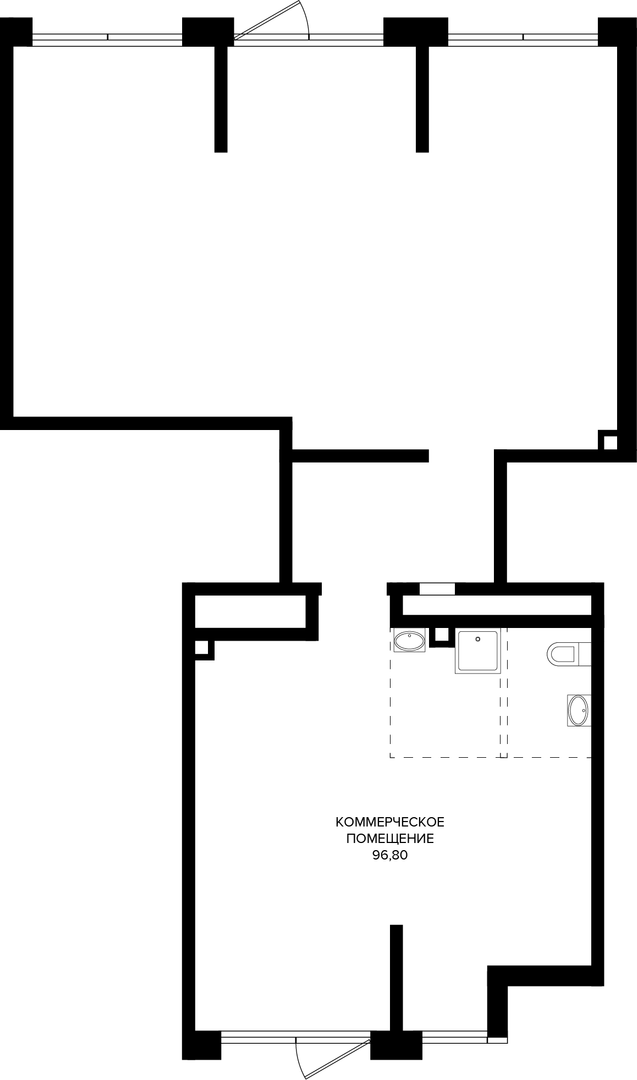 Коммерческое помещение 96.8 м² на 1 этаже Корпуса Литер 4