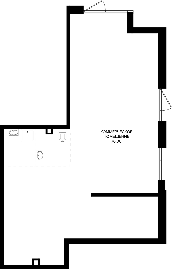 Коммерческое помещение 76 м² на 1 этаже Корпуса Литер 5